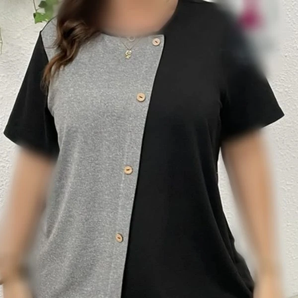 تیشرت زنانه دکمه نما