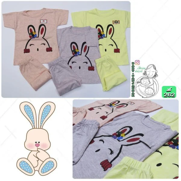 تیشرت شلوارک خرگوشی گلی