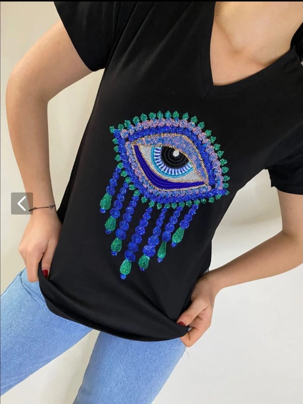 تیشرت لادرا طرح چشم نظر