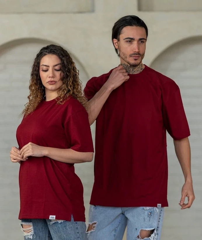 تیشرت نخی بیسیک قواره استاندارد