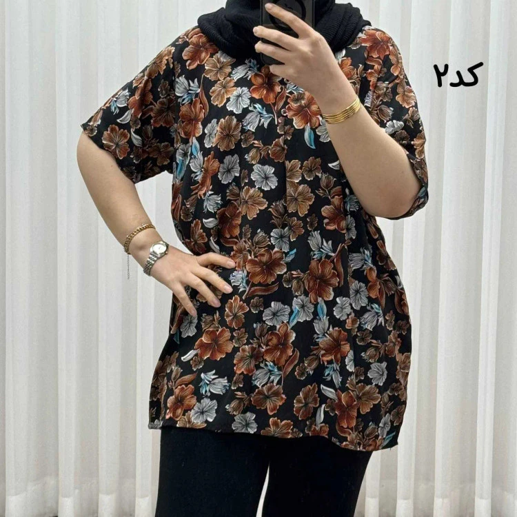 تیشرت نخی فری سایز زنانه مصی کد 1394 تن خور راحت چهارفصل