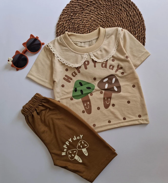 تیشرت و شلوارک بچگانه طرح قارچ تمام پنبه اعلاء