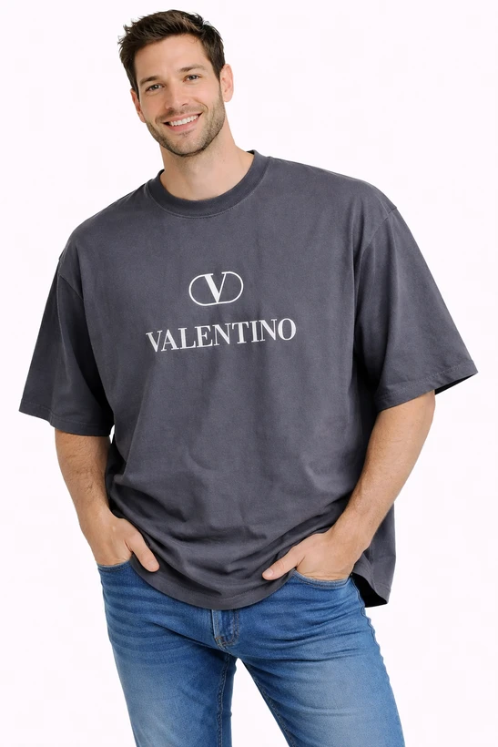 تیشرت پنبه‌ای مردانه قواره باکسی | VALENTINO | استایل XXXXLتاL