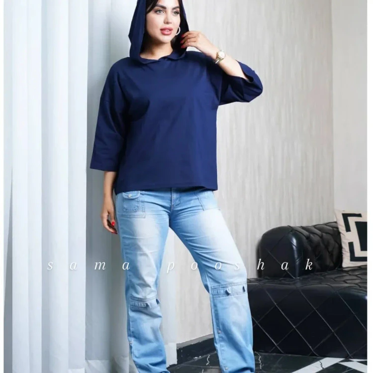 تیشرت کلاهدار باکسی سوپر پنبه