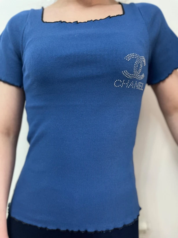 تیشرت یقه خشتی سوپرپنبه کبریتیChanel