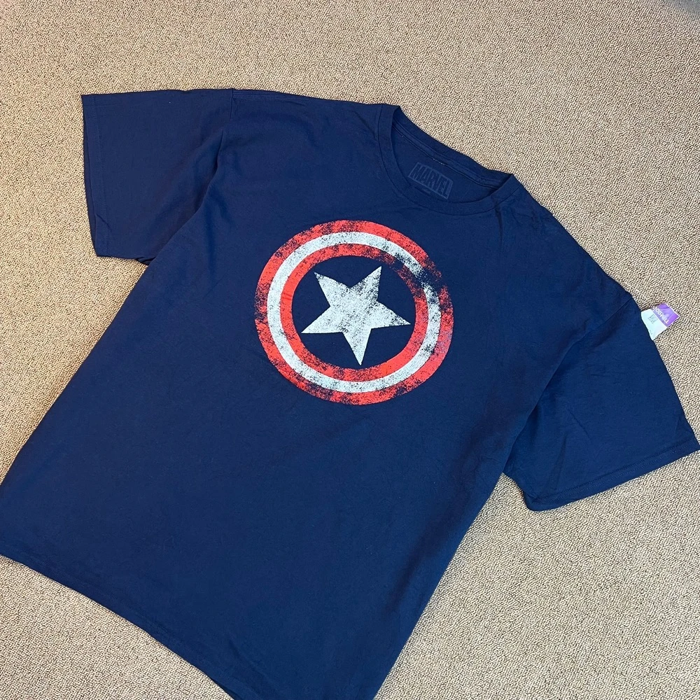 تیشرت یقه گرد استوک اورجینال-طرح کاپیتان آمریکا-MARVEL-استوک مارکباز