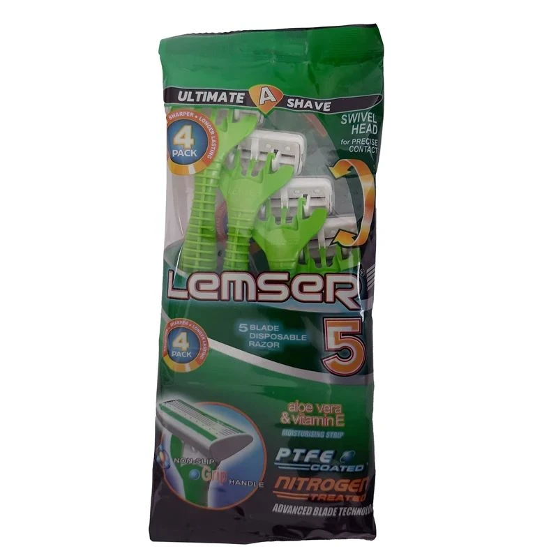 تیغ اصلاح 5 لبه صابون دار 4 عددی لمسر سبز