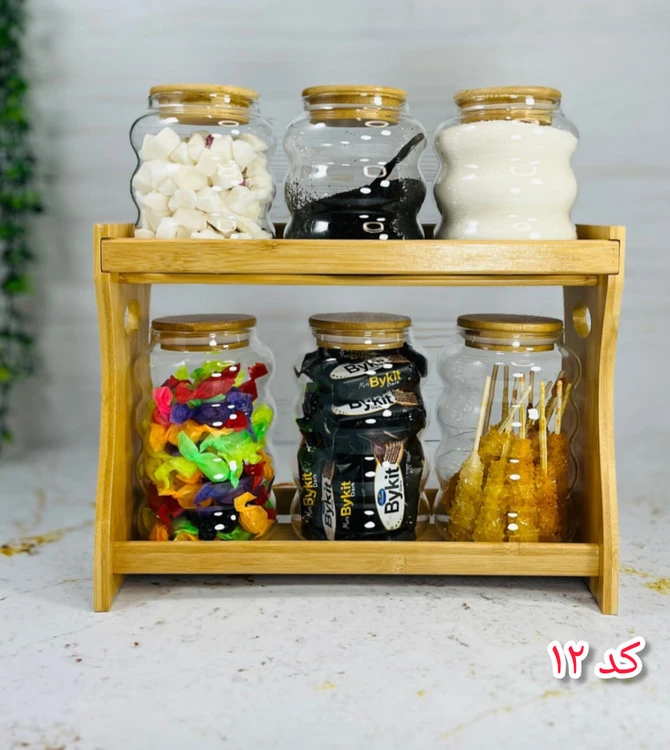 جا ادویه دو طبقه بامبو با بانکه پیرکس