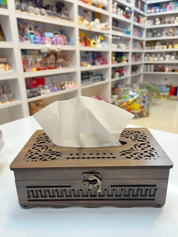 جا دستمال کاغذی چوبی لیزری