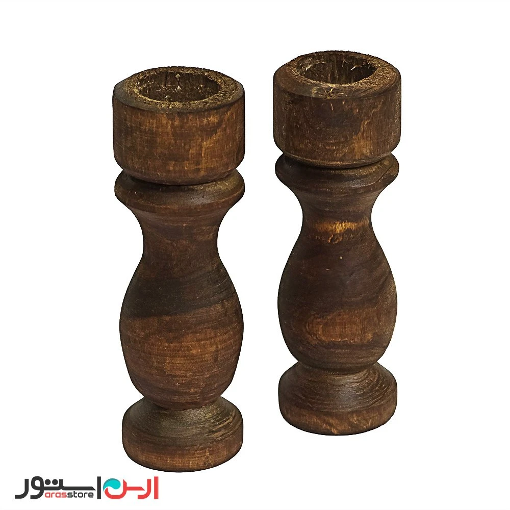جا شمعی چوبی تیره 10 سانتی