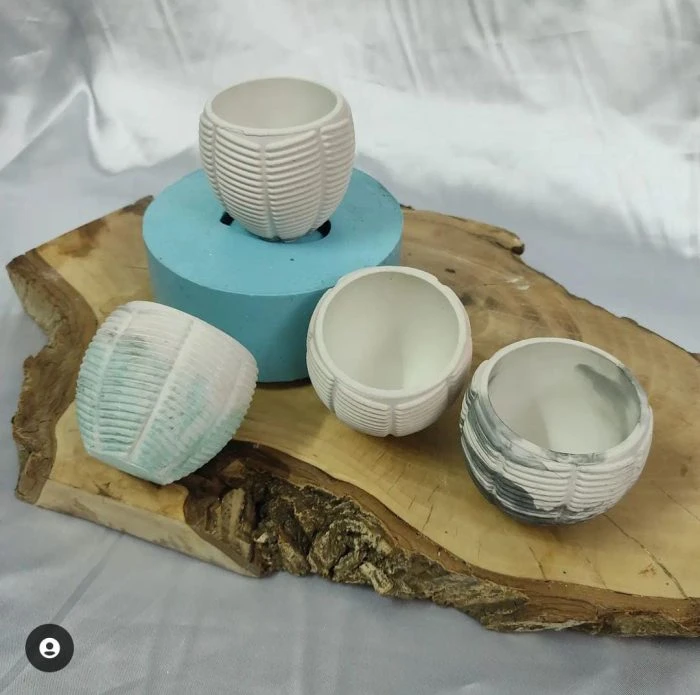 جا گلدونی سنگ مصنوعی شیاردار (کد303)