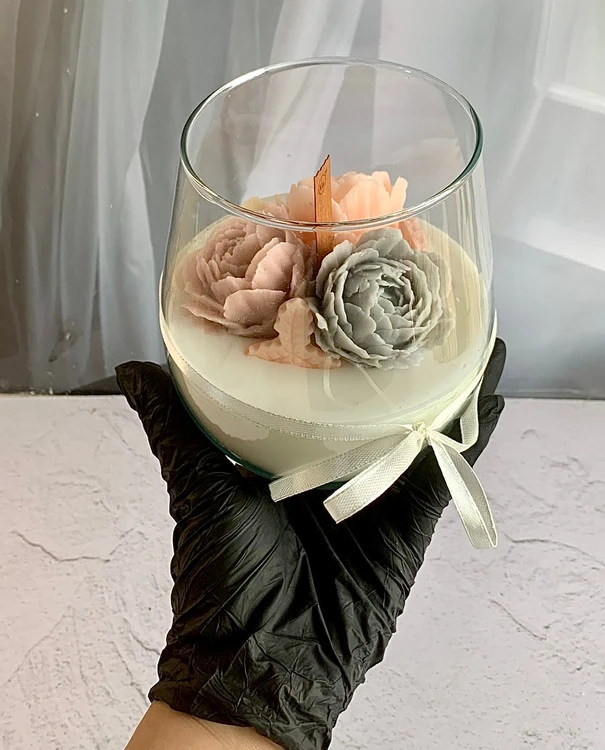 جار شیشه ای سه گل بزرگ