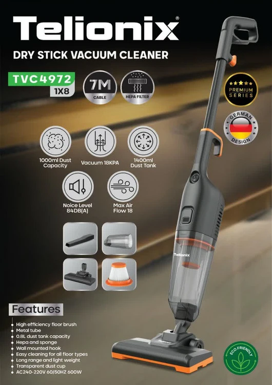 جارو برقی ایستاده تلونیکس مدل TVC4972 با توان 600 وات