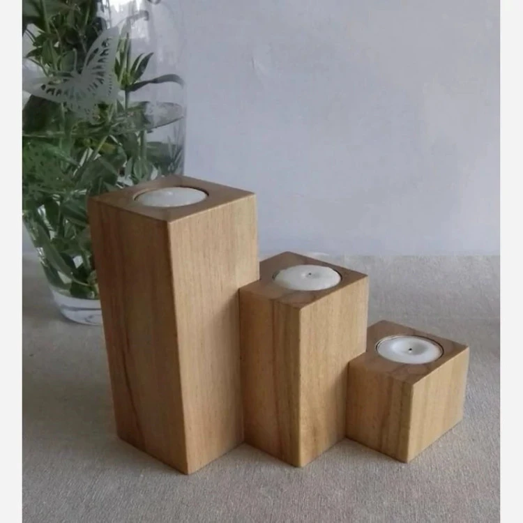 جاشمعی چوبی 3 تکه مدل پله ای