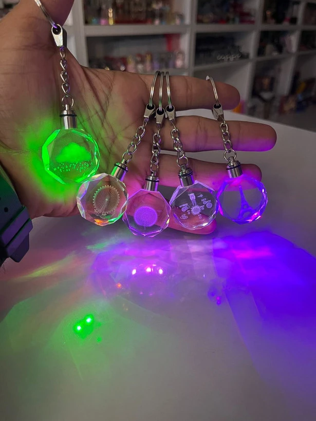 جاکلیدی کریستالی چراغ دار RGB شش ضلعی