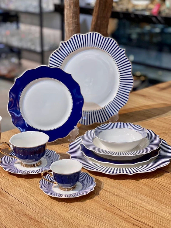 جدیدترین سرویس کامل غذا خوری و پذیرایی Striped blue محصول ترکیه