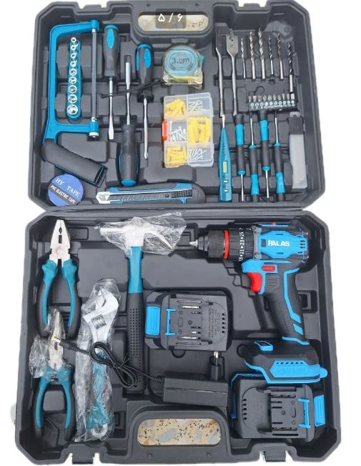 جعبه ابزار دریل شارژی چکشی طرح بوش براشلس برند پالاس 100 تیکه مدل P2220K