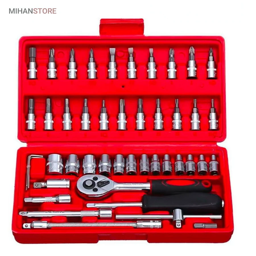 جعبه ۴۶ پارچه آچار و سری بکس و پیچ‌گوشتی | مدل CR-V | فروش ۴ قسطه✅