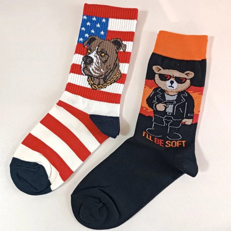 جوراب ساقدار خفن جوراب پرچم آمریکا جوراب خرس خلافکار سایز 44 تا 36