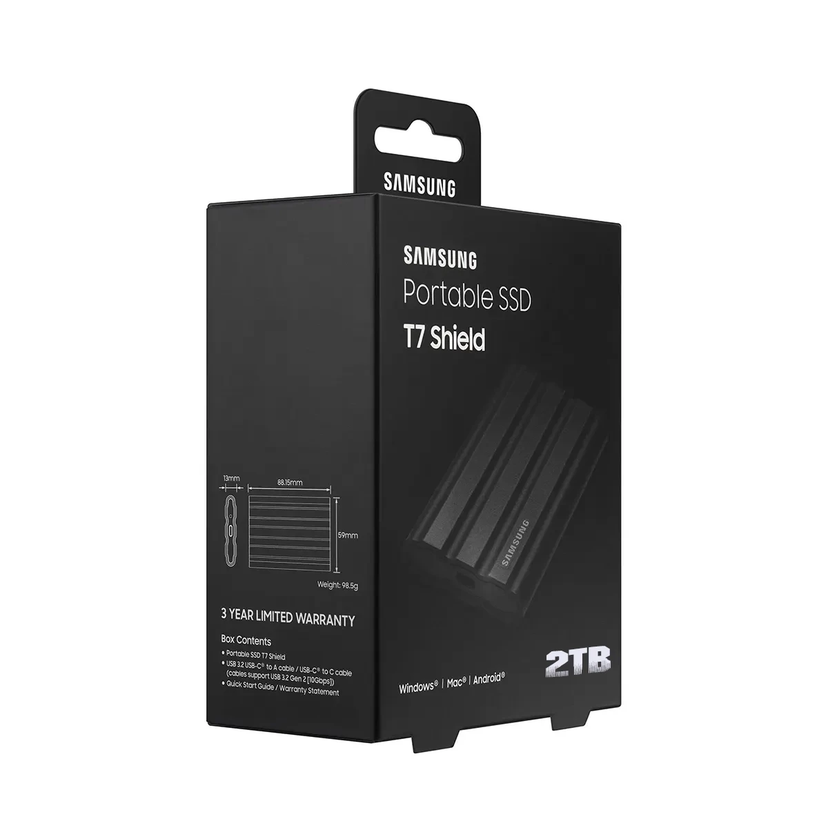 حافظه SSD اکسترنال سامسونگ 2 ترابایت2TB T7 SHIELD BLACK