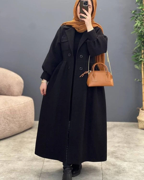 حراج پالتو‌ زنانه مشکی سوییت گرم بالا مزونی