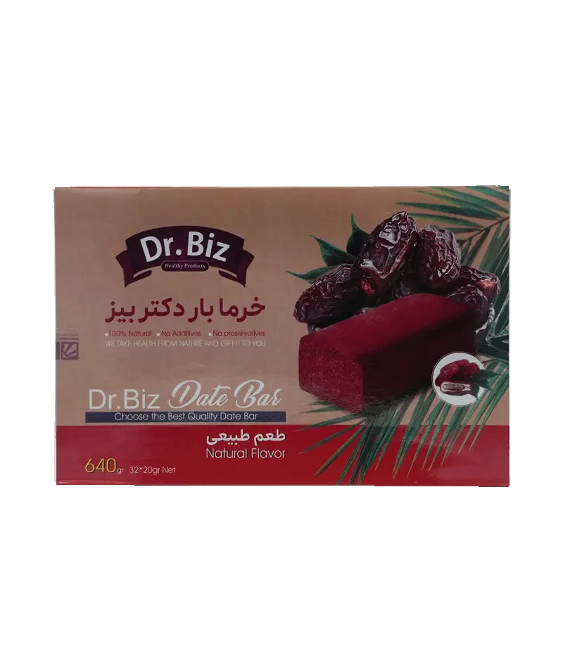 خرما بار طبیعی دکتر بیز ۳۲ عددی – میان‌ وعده ۱۰۰٪ خرما بدون شکر اضافه