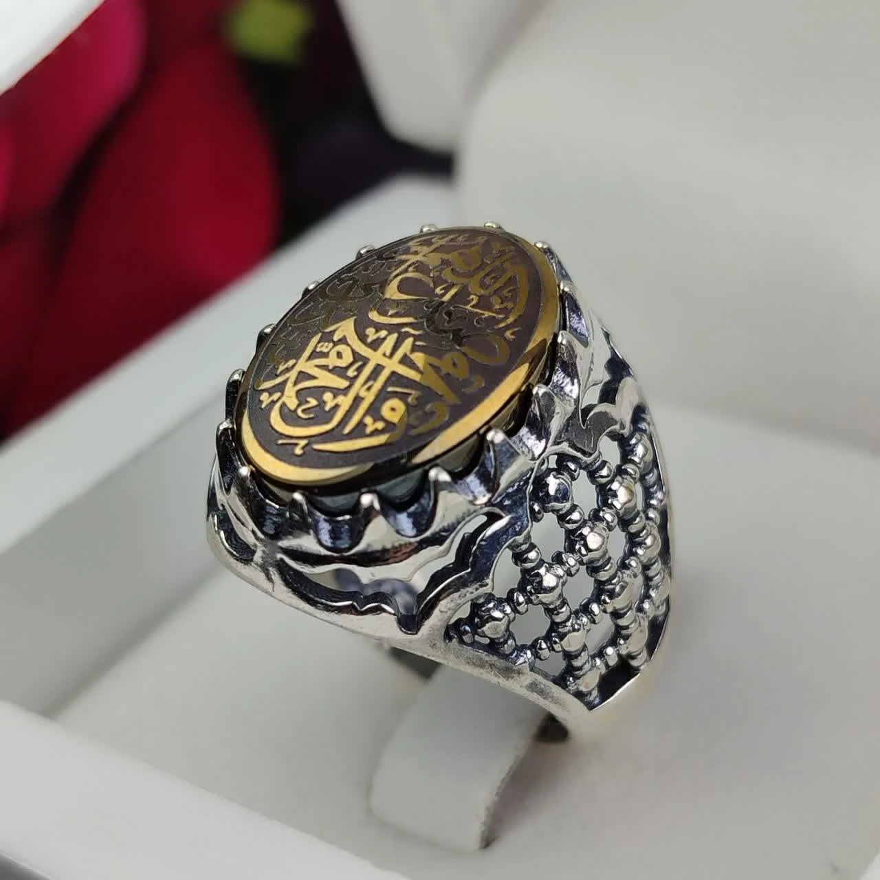 خرید انگشتر حدید اصل با ذکر صلوات (اللهم صل علی محمد و آل محمد) کد ۱۹۲۱