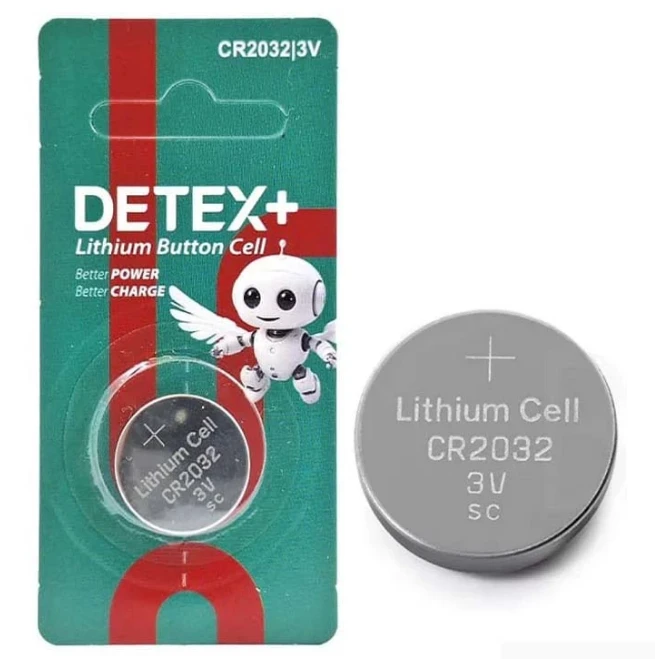خرید عمده باطری سکه ای +DETEX مدل CR2032 - 3V