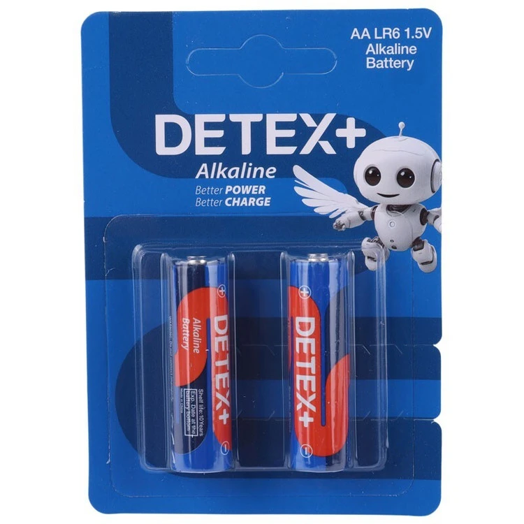 خرید عمده باطری قلمی +DETEX آلکالین مدل AA LR6 1/5V - بسته دوعددی