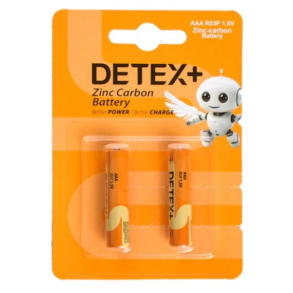 خرید عمده باطری نیمه قلمی +DETEX مدل R03P - 1/5V بسته دو عددی