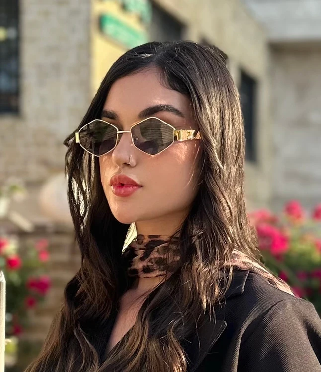 خرید عینک آفتابی سلین زنانه چندضلعی با فریم فلزی UV400