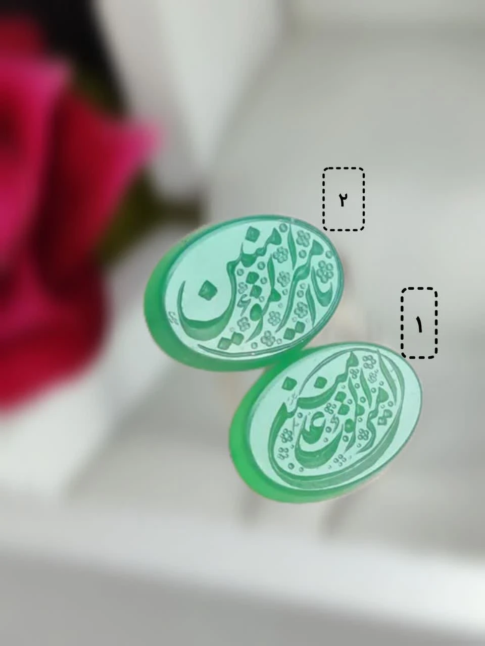خرید نگین عقیق سبز با حکاکی حرفه ای یا امیرالمومنین علی (علیه السلام)