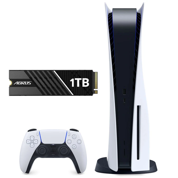 خرید پلی استیشن 5 دیسک خور + حافظه اس اس دی Aorus 7000s با ظرفیت یک ترابایت و دارای هیت سینک
