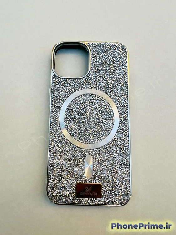 خرید کاور طرح سوارسکی آیفون 13 – رنگ سیلور | کاور نگین‌دار لوکس و براق مناسب iPhone 13