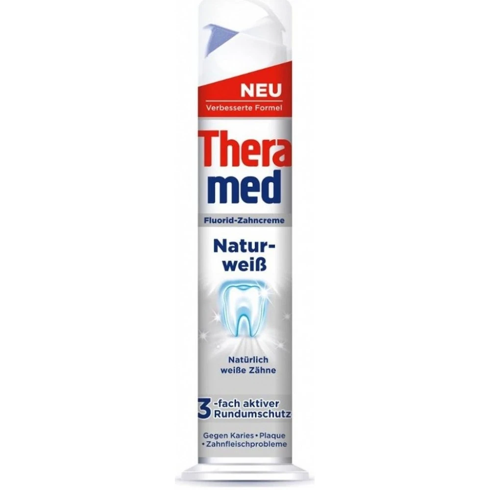 خمیر دندان پمپی ترامد Thera Med سفید کننده و ضد جرم حجم 100 میل اصل و اورجینال