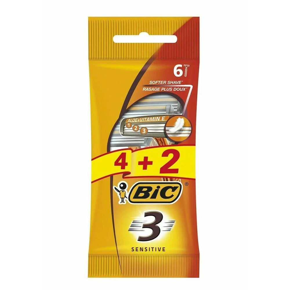 خودتراش بیک Bic سه لبه بسته 6 عددی اصل و اورجینال