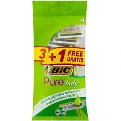 خودتراش سه لبه مدل Pure Lady (دارای نوار آلوئه ورا) برند بیک بسته ۴ عددی