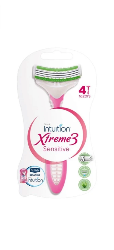 خودتراش شیک مدل lntuition Xtreme3مناسب پوستهای حساس بانوان بسته ۴عددی