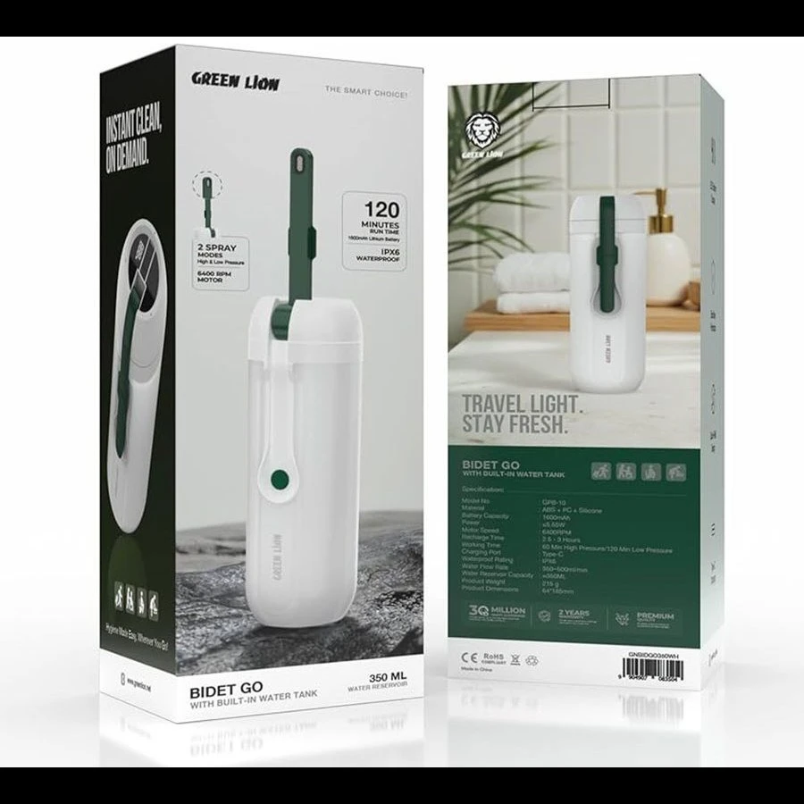 خودشور مسافرتی شارژی مخزن دار گرین لاین Green Lion Bidet Go with Built-In Water Tank