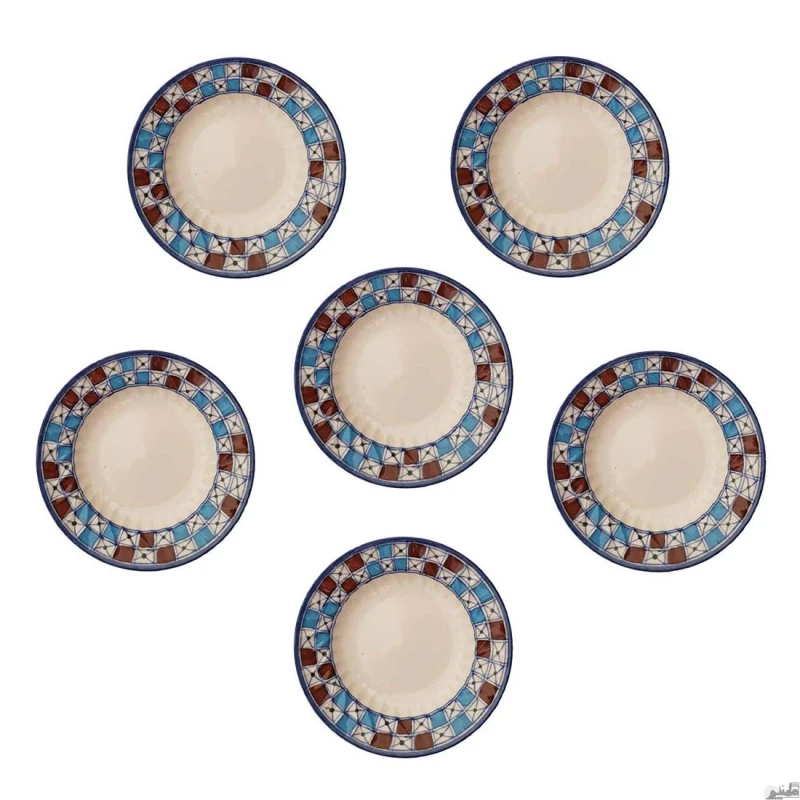 خورشت خوری سرامیکی طرح شطرنجی بسته 6 عددی