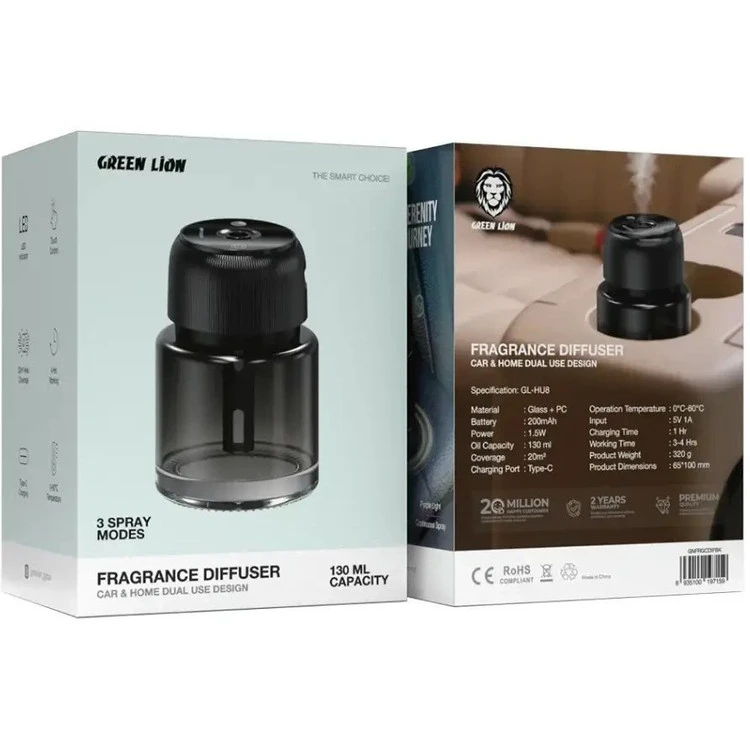 خوشبو کننده هوا گرین لاین مدل GNFRA160MBK ظرفیت ۱۶۰ میلی لیتر