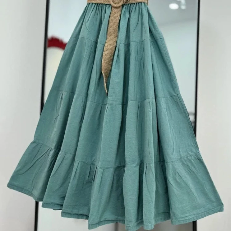 دامن رنگی رنگی،لنین الیاف نخی طبیعی،فری سایز تا44