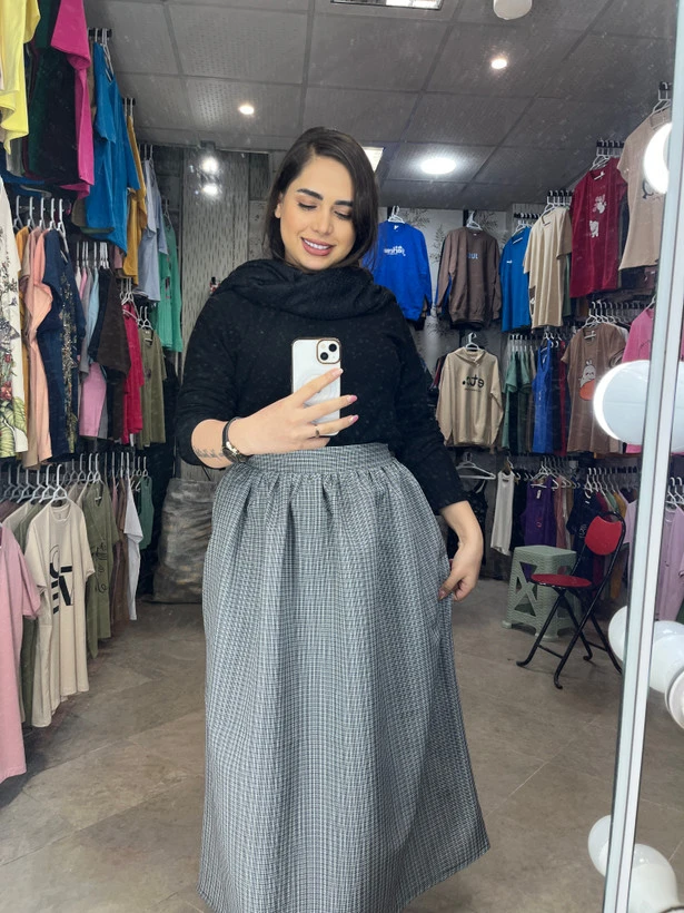 دامن زنانه چهارخونه ریز بسیار سبک جنس ترک
