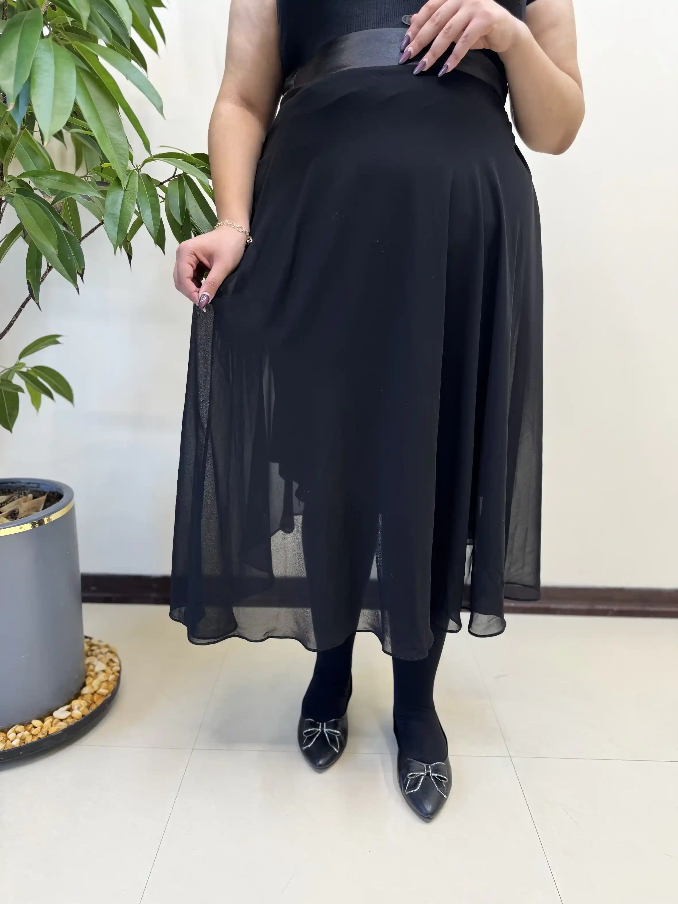 دامن کلوش ماکسی کمرساتن سایز بزرگ
