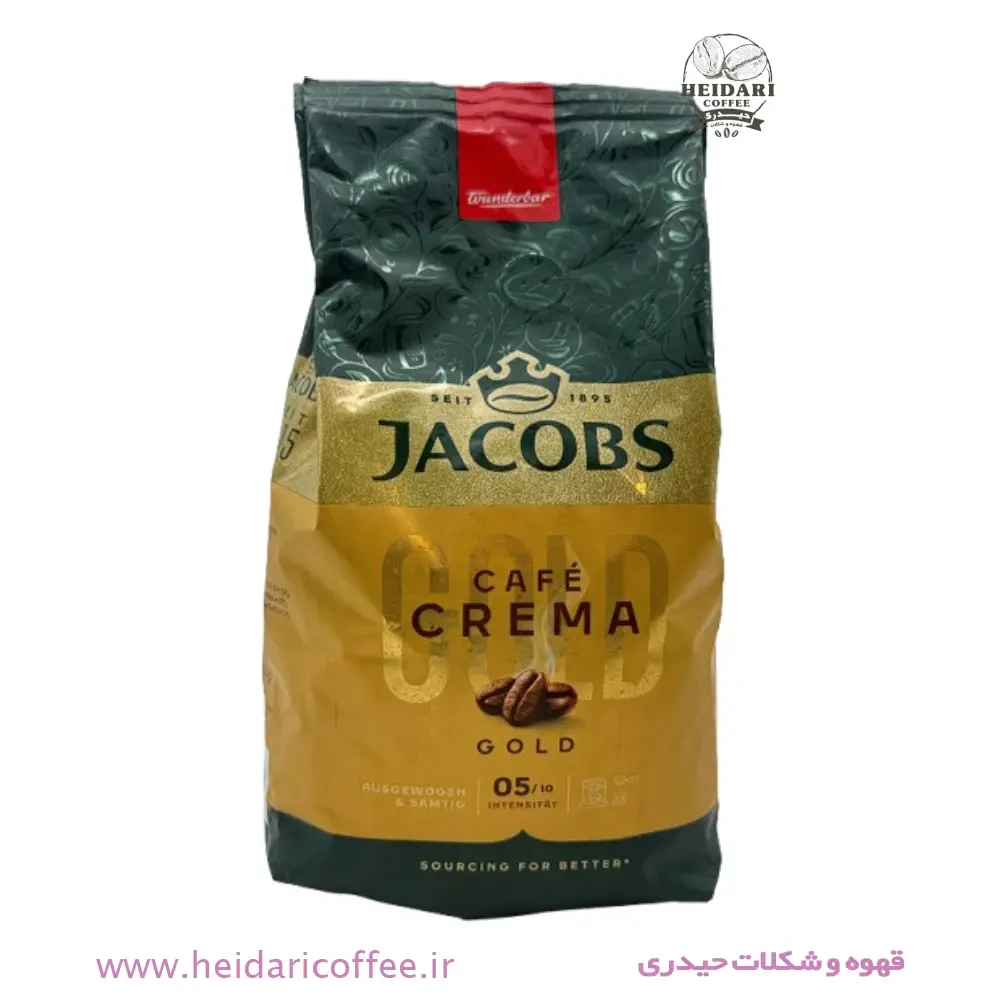 دانه قهوه جاکوبز (Jacobs) مدل کافه کرما گلد مقدار ۱ کیلوگرم – حیدری کافه