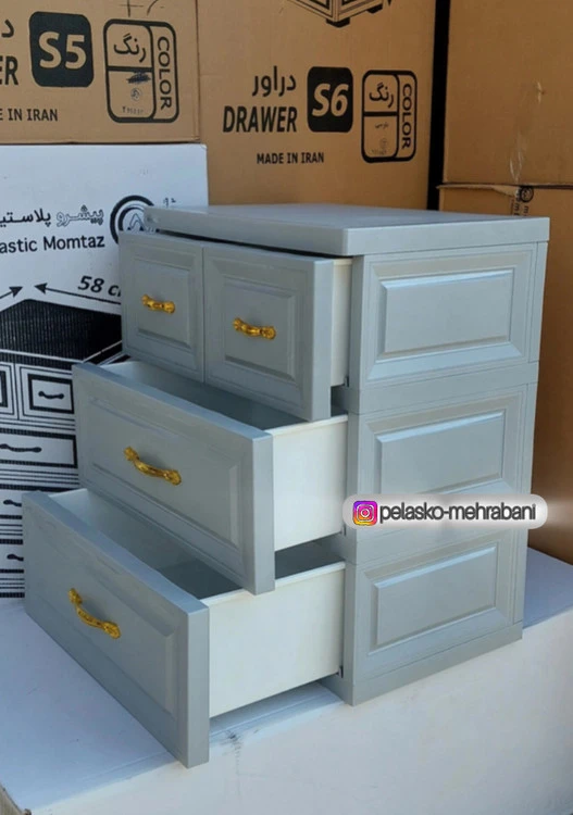 دراور ۳ طبقه ممتاز پلاستیک رنگ طوسی