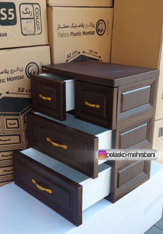 دراور ۳ طبقه ممتاز پلاستیک رنگ قهوه‌ای