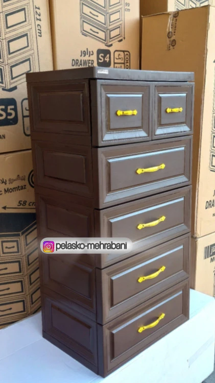 دراور ۵ طبقه ممتاز پلاستیک رنگ قهوه‌ای