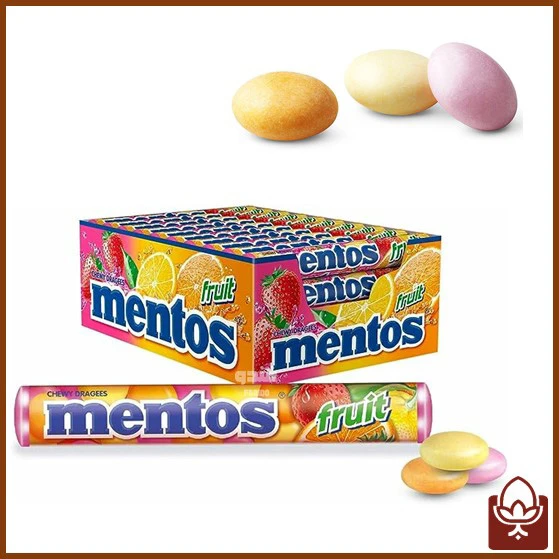 دراژه میوه‌ای منتوس بسته 14 عددی Mentos Fruit | خوشبوکننده دهان و آدامس نرم با طعم میوه‌ای