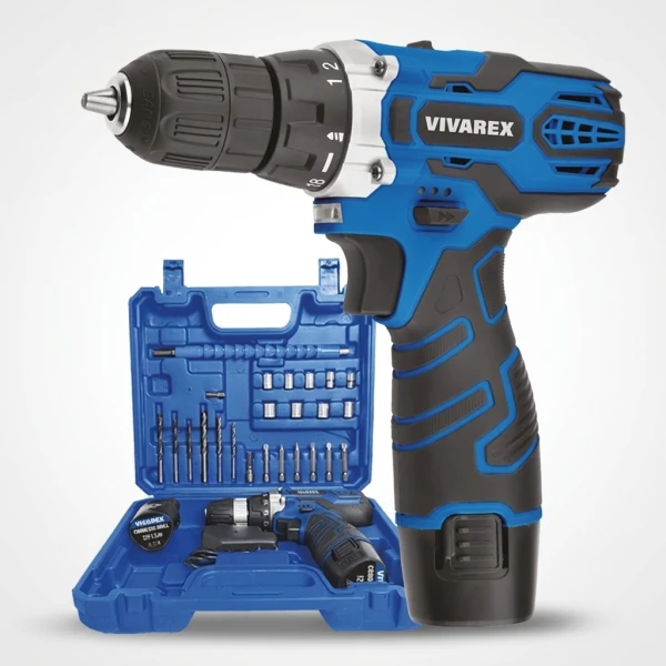 دریل شارژی 12 ولت با لوازم ویوارکس مدل VR12V-2A